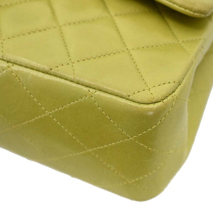 Chanel 1996-1997 Green Lambskin Medium Classic Double Flap Shoulder Bag