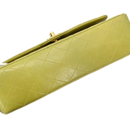 Chanel 1996-1997 Green Lambskin Medium Classic Double Flap Shoulder Bag