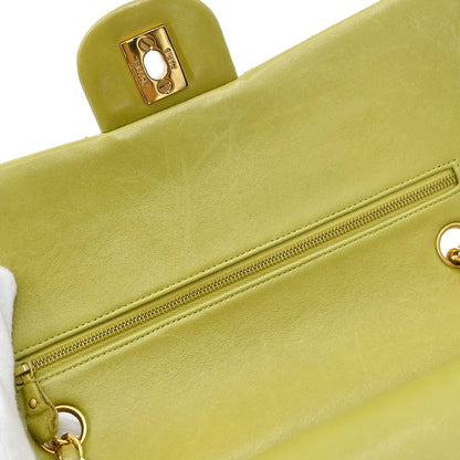 Chanel 1996-1997 Green Lambskin Medium Classic Double Flap Shoulder Bag