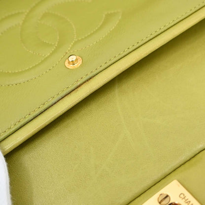 Chanel 1996-1997 Green Lambskin Medium Classic Double Flap Shoulder Bag