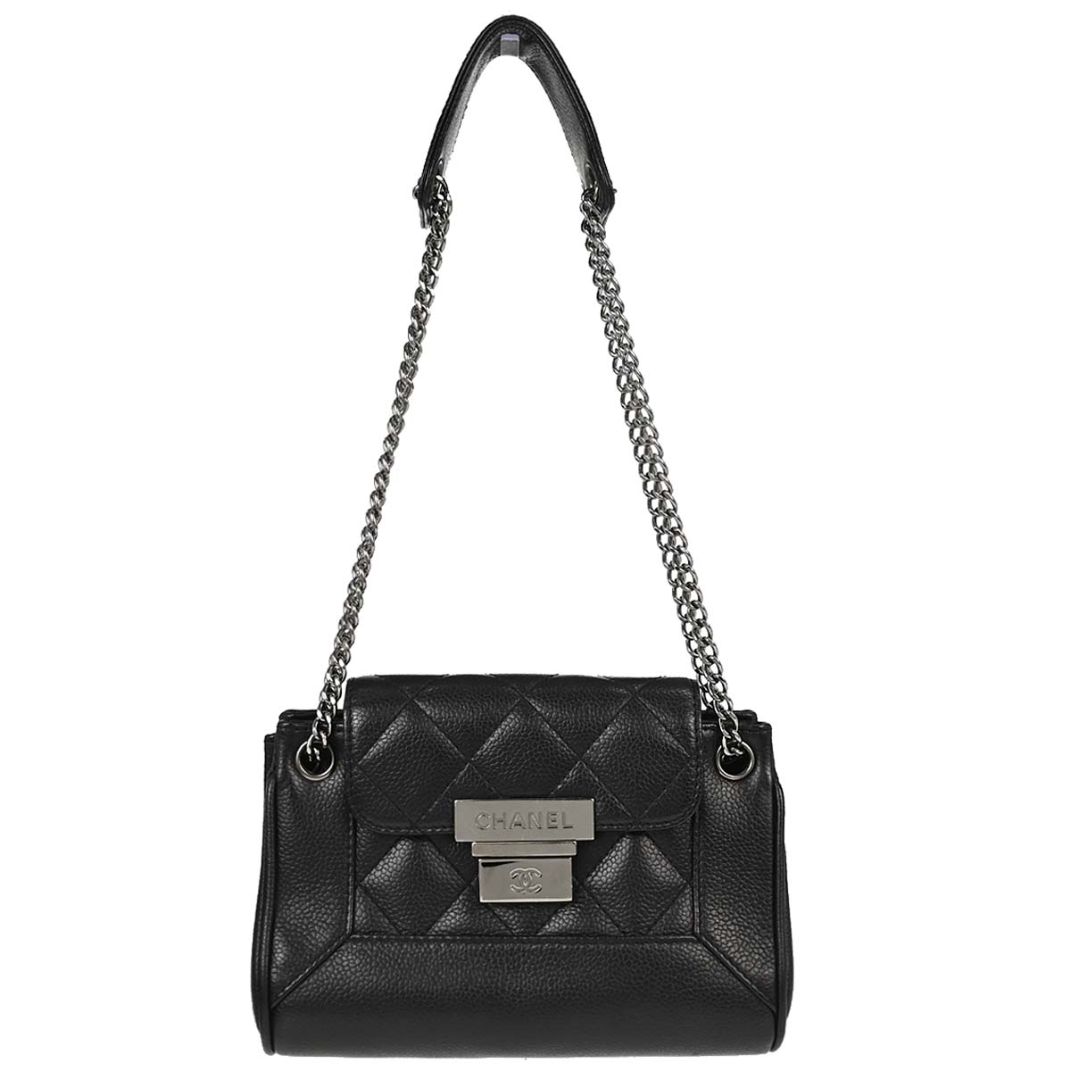 Chanel Black Caviar Skin Accordion Flap Handbag