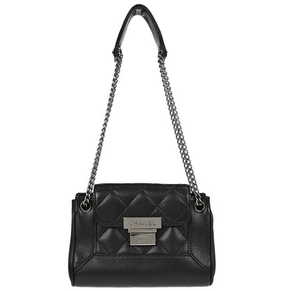 Chanel Black Caviar Skin Accordion Flap Handbag