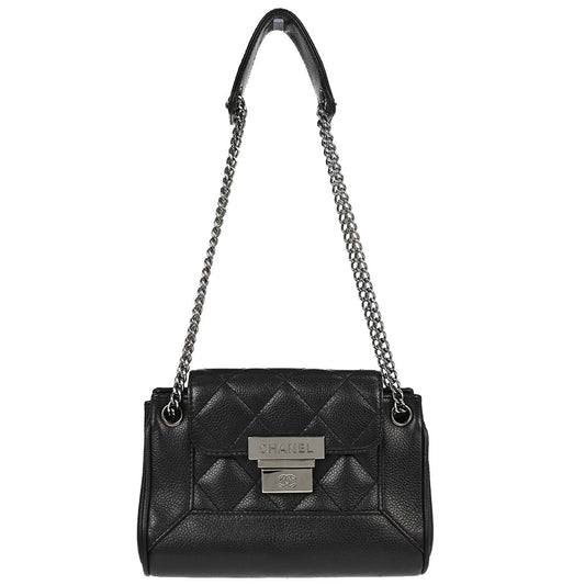 Chanel Black Caviar Skin Accordion Flap Handbag