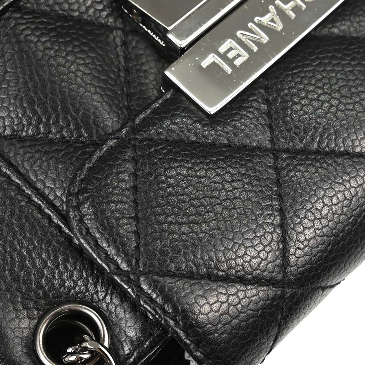 Chanel Black Caviar Skin Accordion Flap Handbag