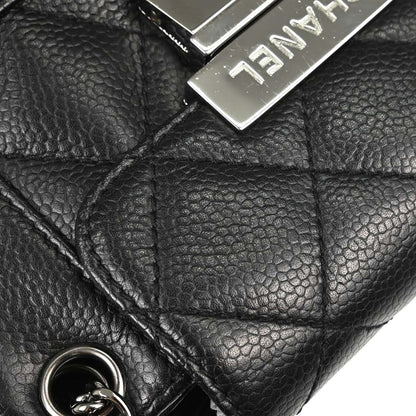 Chanel Black Caviar Skin Accordion Flap Handbag