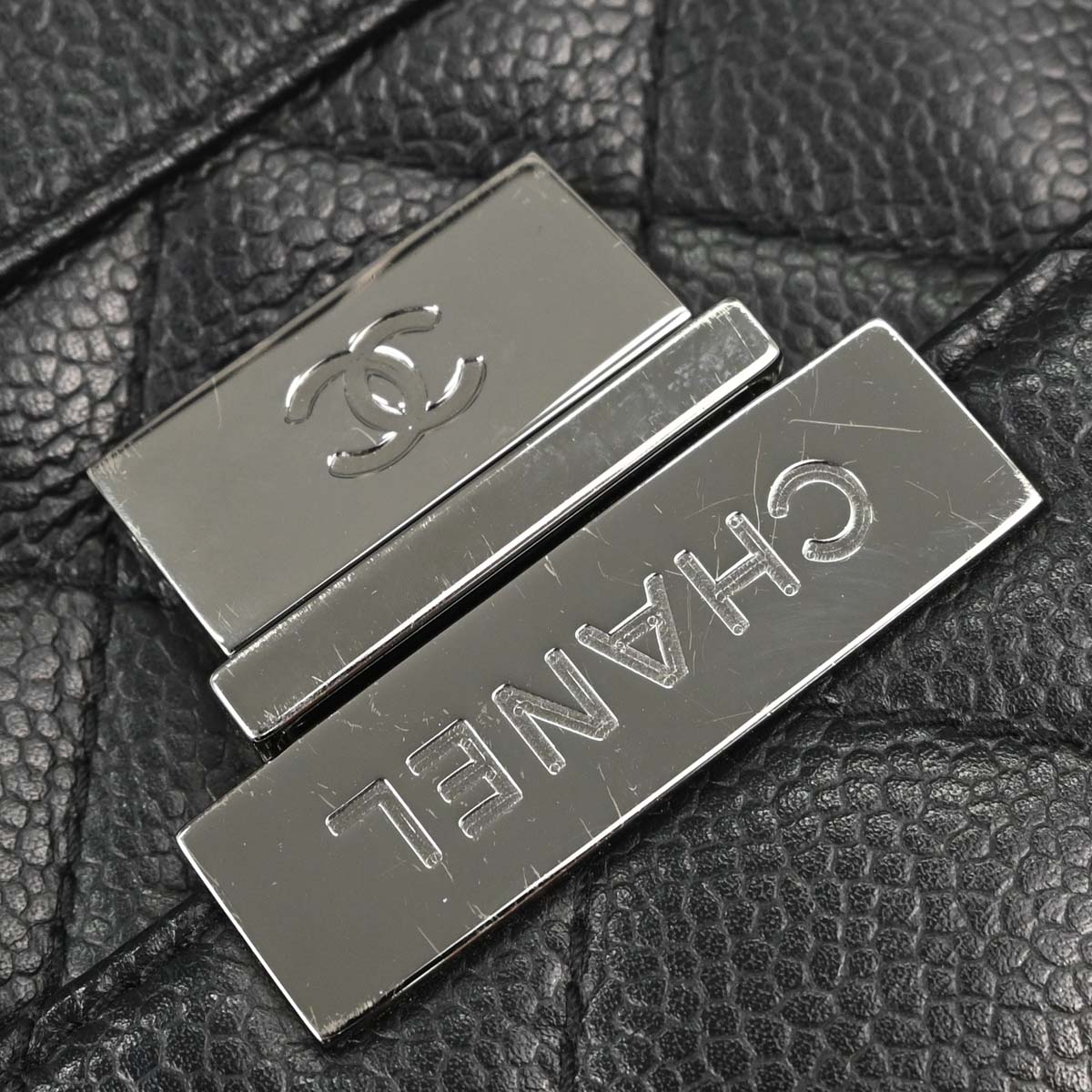 Chanel Black Caviar Skin Accordion Flap Handbag