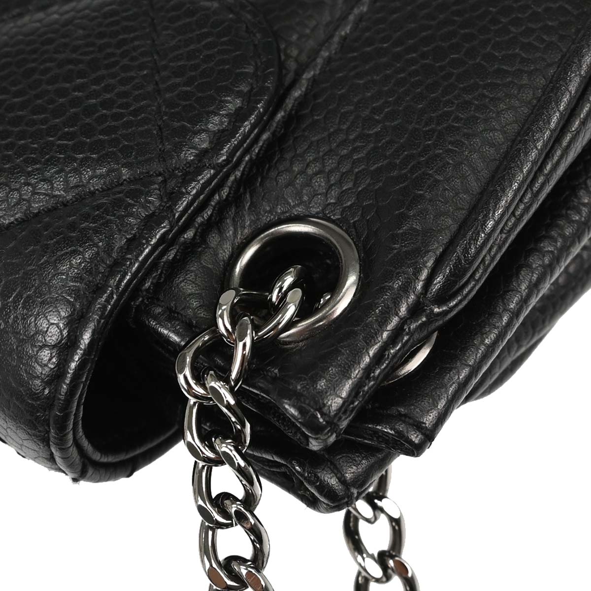 Chanel Black Caviar Skin Accordion Flap Handbag