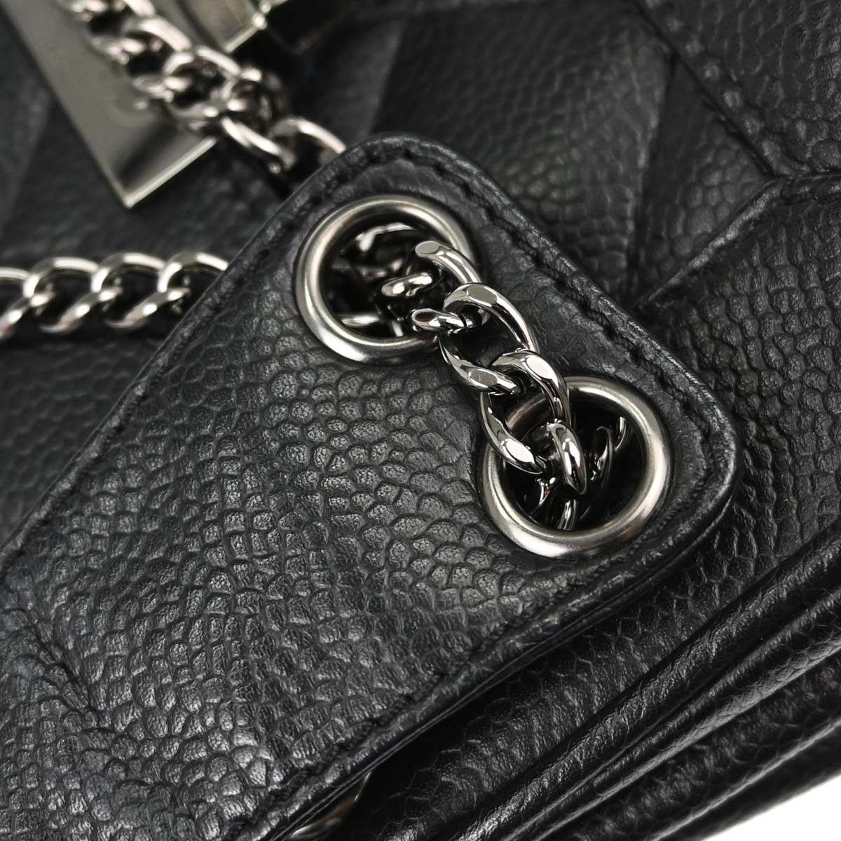 Chanel Black Caviar Skin Accordion Flap Handbag