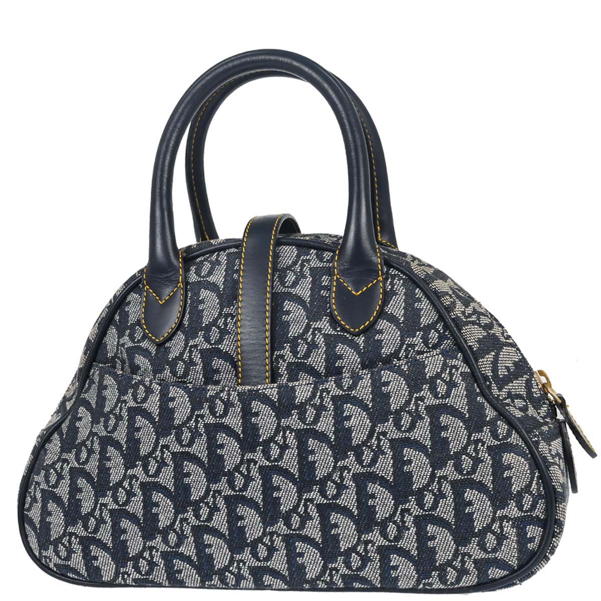 Christian Dior Navy Canvas Trotter Double Saddle Handbag