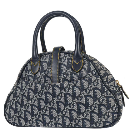Christian Dior Navy Canvas Trotter Double Saddle Handbag