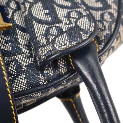 Christian Dior Navy Canvas Trotter Double Saddle Handbag
