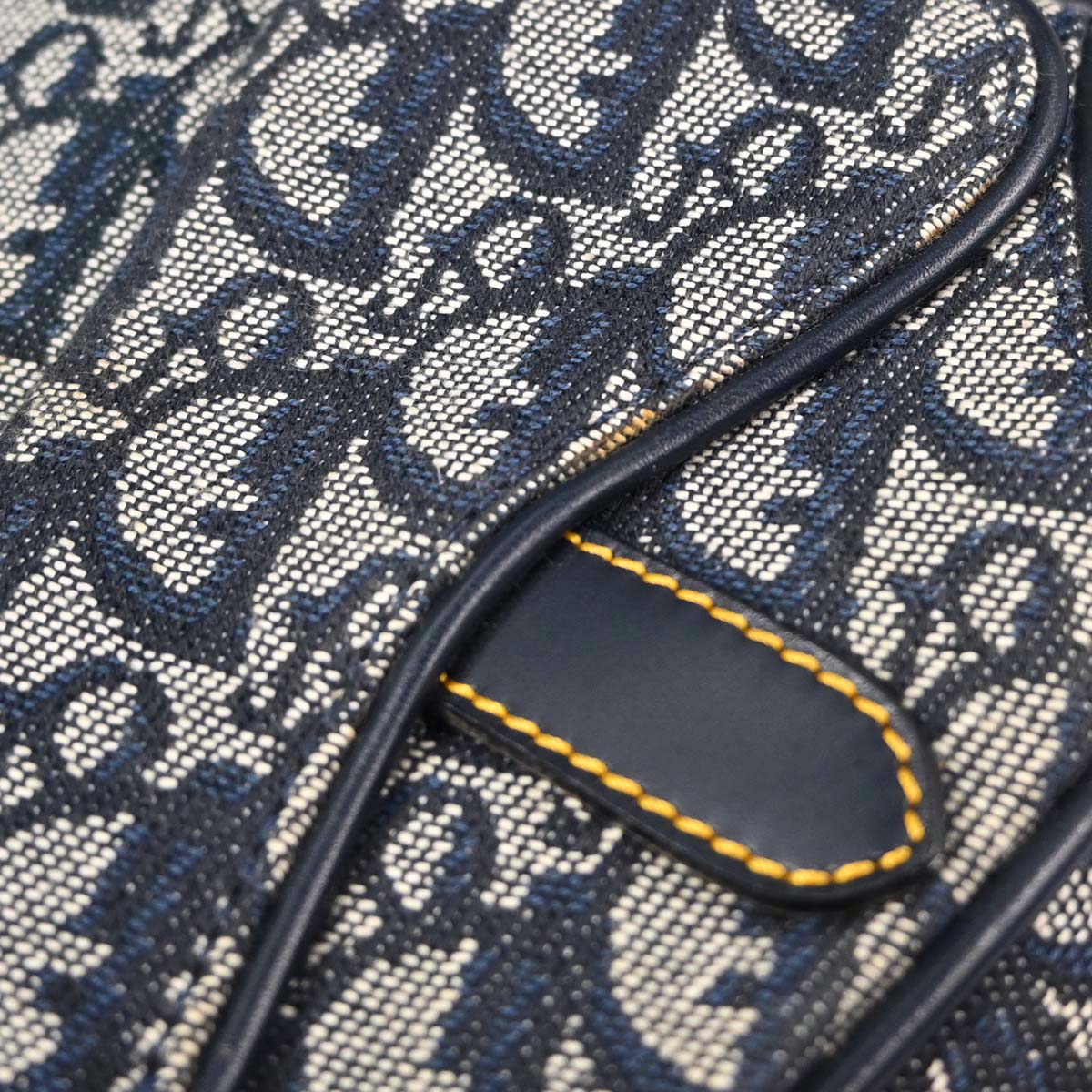 Christian Dior Navy Canvas Trotter Double Saddle Handbag