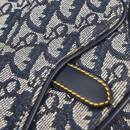 Christian Dior Navy Canvas Trotter Double Saddle Handbag