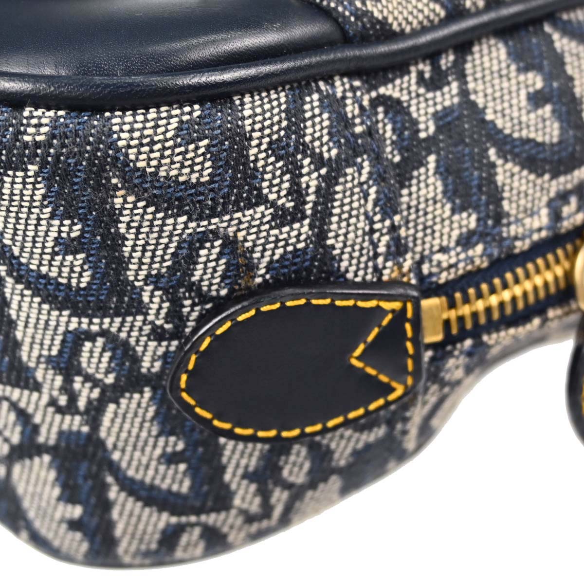 Christian Dior Navy Canvas Trotter Double Saddle Handbag