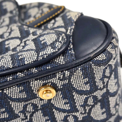 Christian Dior Navy Canvas Trotter Double Saddle Handbag
