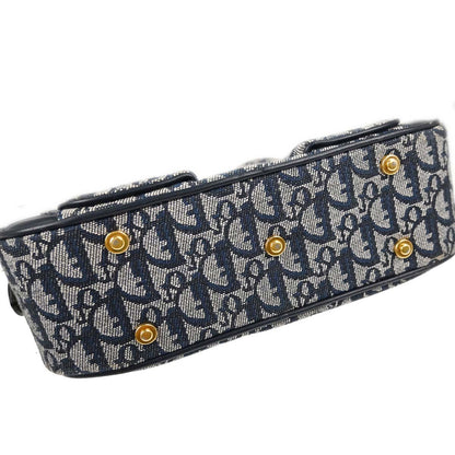 Christian Dior Navy Canvas Trotter Double Saddle Handbag