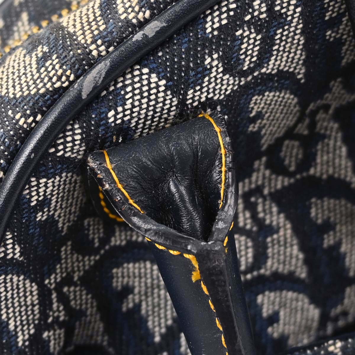 Christian Dior Navy Canvas Trotter Double Saddle Handbag