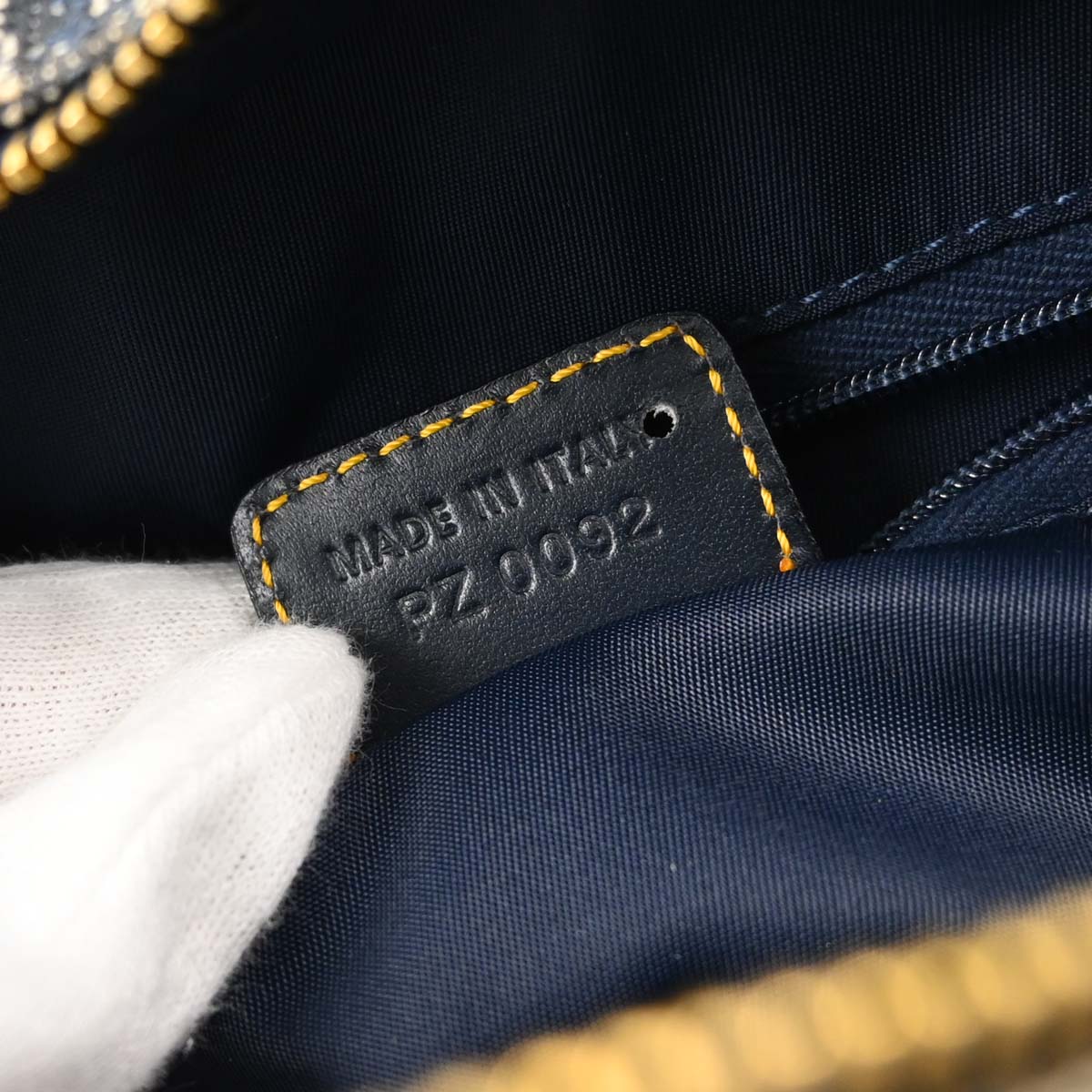 Christian Dior Navy Canvas Trotter Double Saddle Handbag