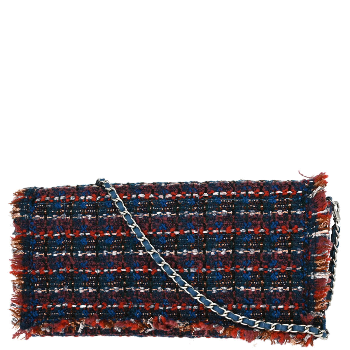 Chanel Red Blue Tweed East West Shoulder Bag