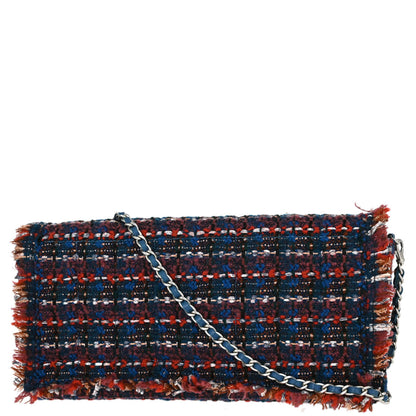 Chanel Red Blue Tweed East West Shoulder Bag