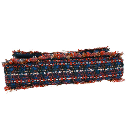 Chanel Red Blue Tweed East West Shoulder Bag