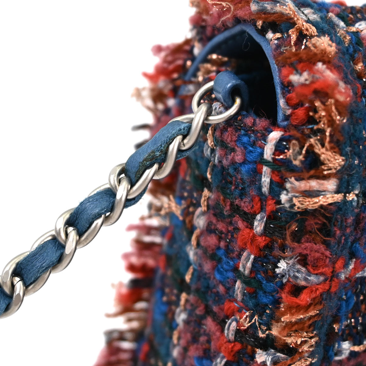 Chanel Red Blue Tweed East West Shoulder Bag