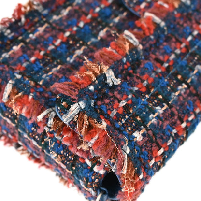 Chanel Red Blue Tweed East West Shoulder Bag