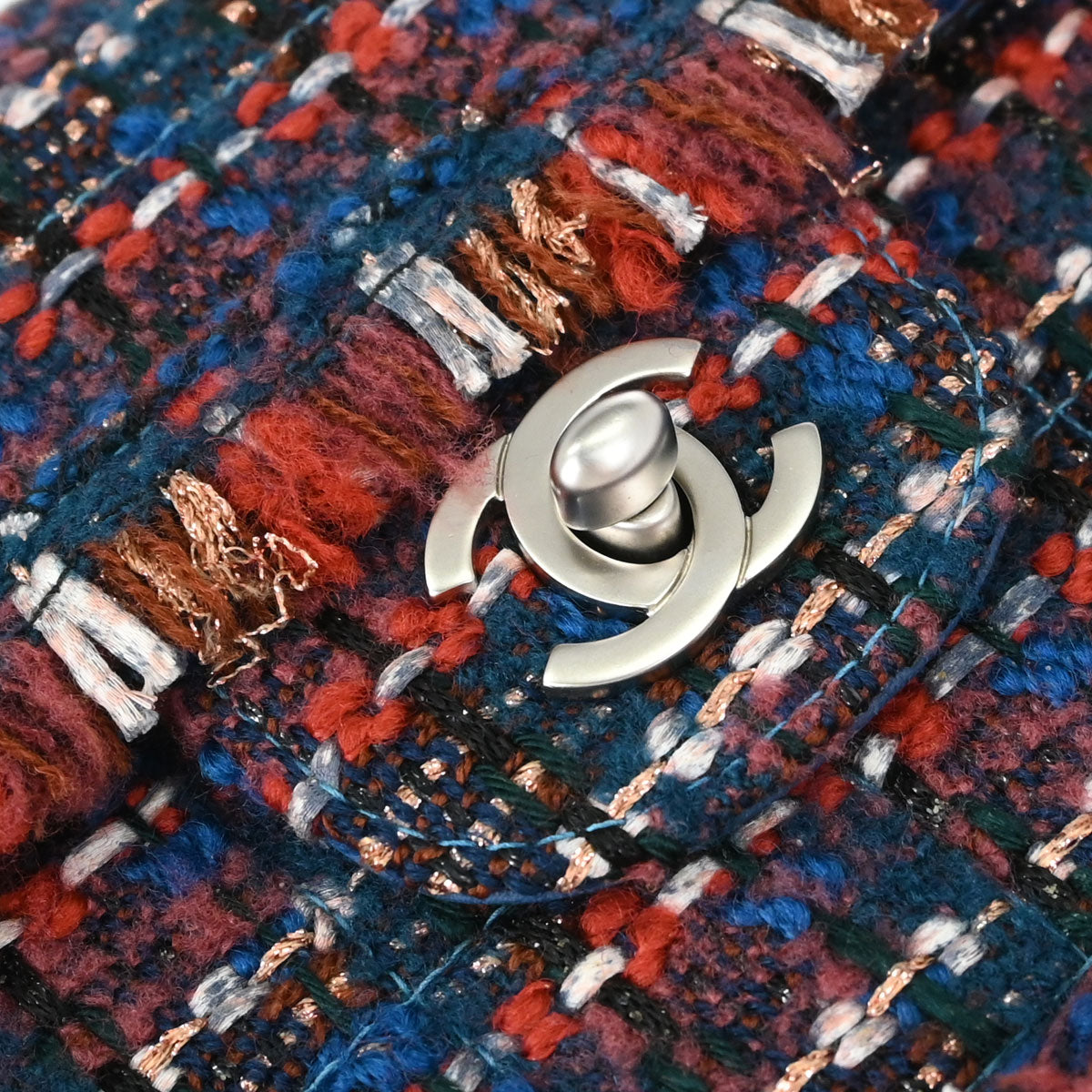 Chanel Red Blue Tweed East West Shoulder Bag