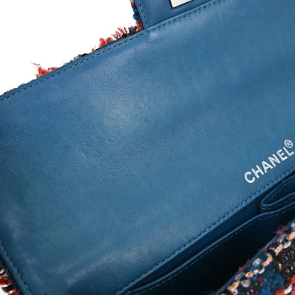 Chanel Red Blue Tweed East West Shoulder Bag