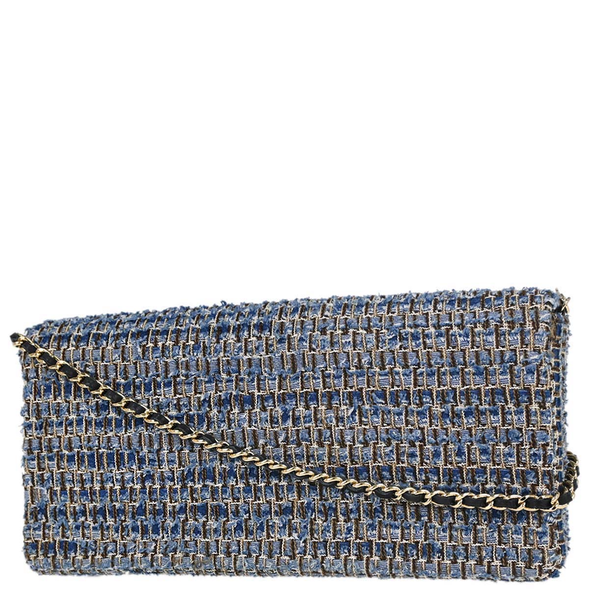 Chanel Blue Tweed East West Shoulder Bag