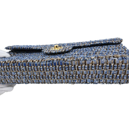 Chanel Blue Tweed East West Shoulder Bag
