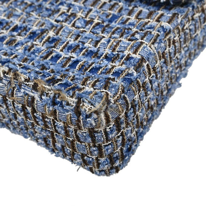 Chanel Blue Tweed East West Shoulder Bag