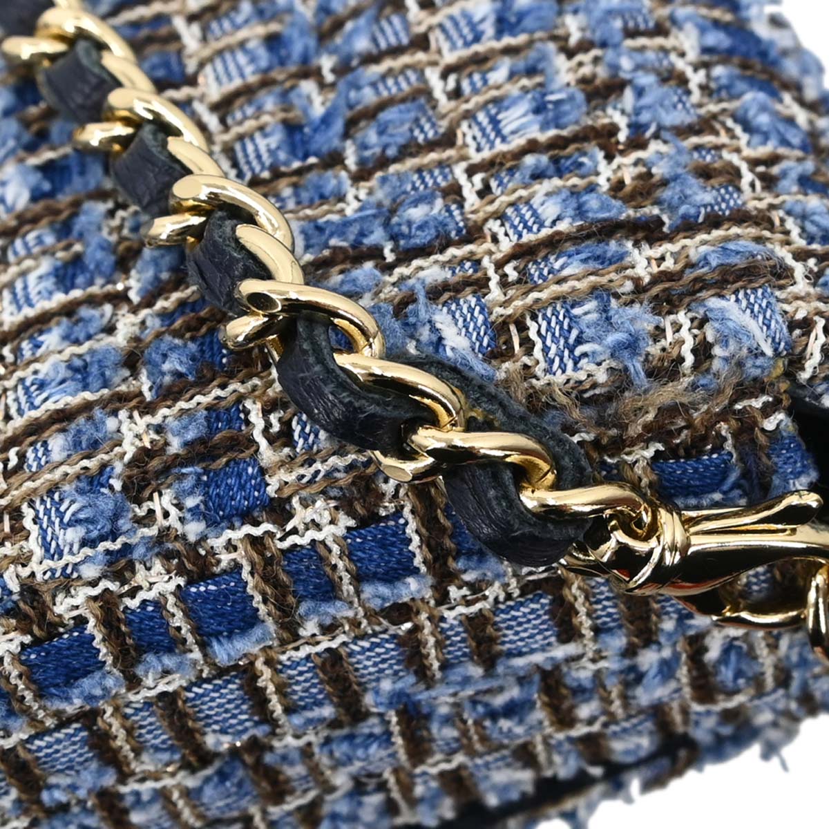 Chanel Blue Tweed East West Shoulder Bag