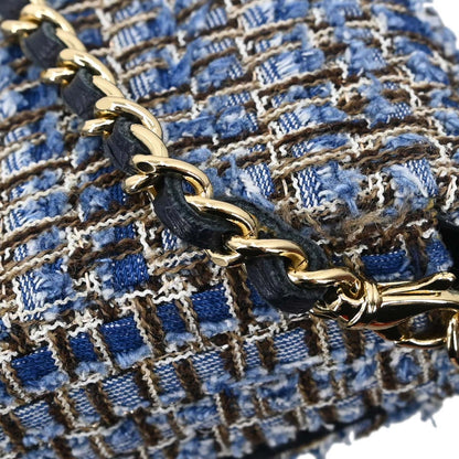 Chanel Blue Tweed East West Shoulder Bag