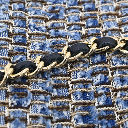 Chanel Blue Tweed East West Shoulder Bag