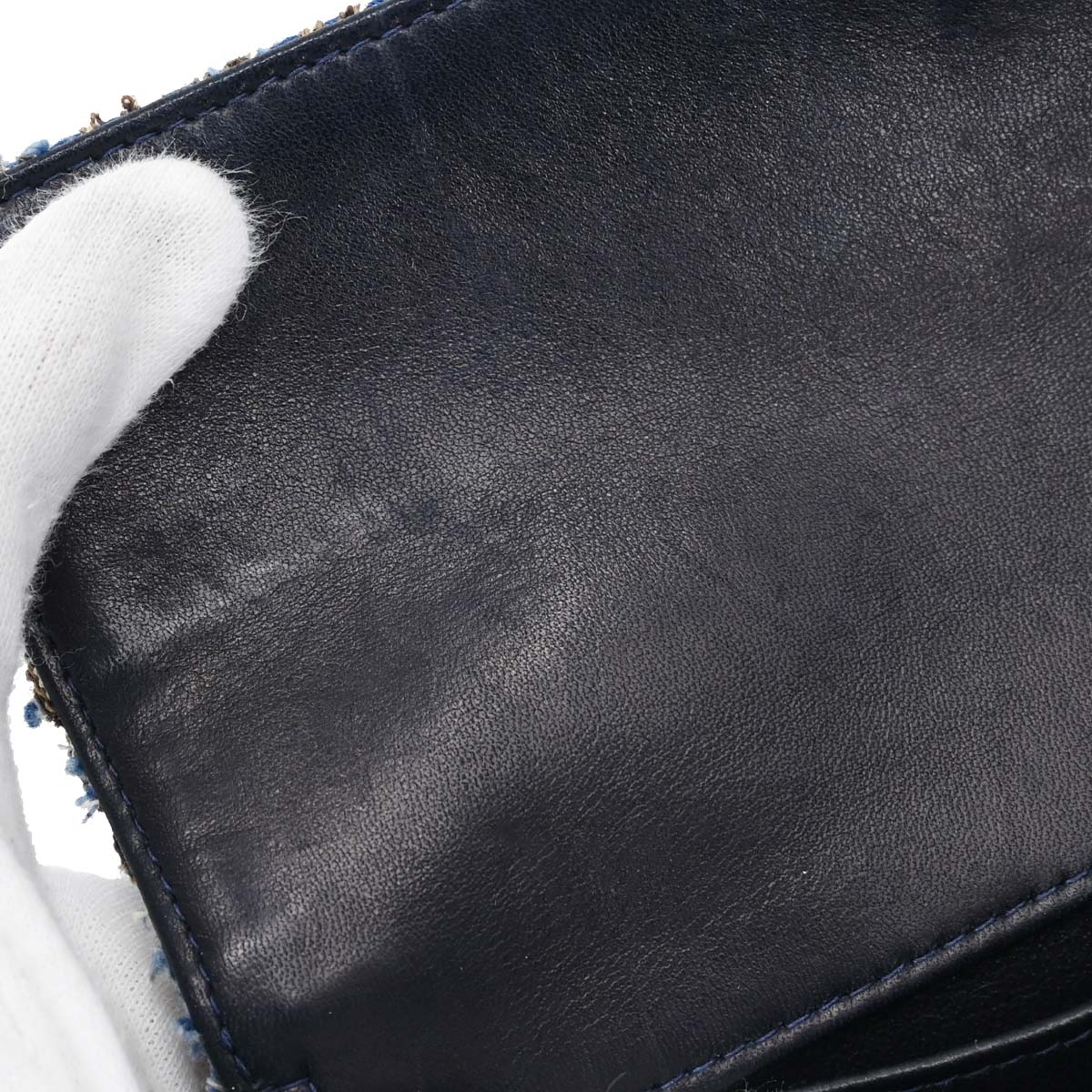 Chanel Blue Tweed East West Shoulder Bag