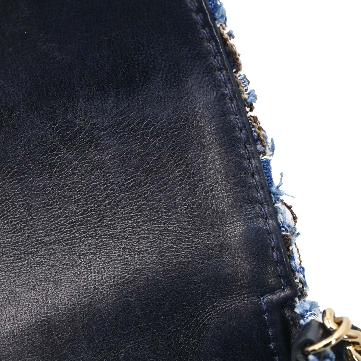 Chanel Blue Tweed East West Shoulder Bag