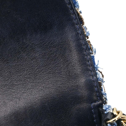 Chanel Blue Tweed East West Shoulder Bag