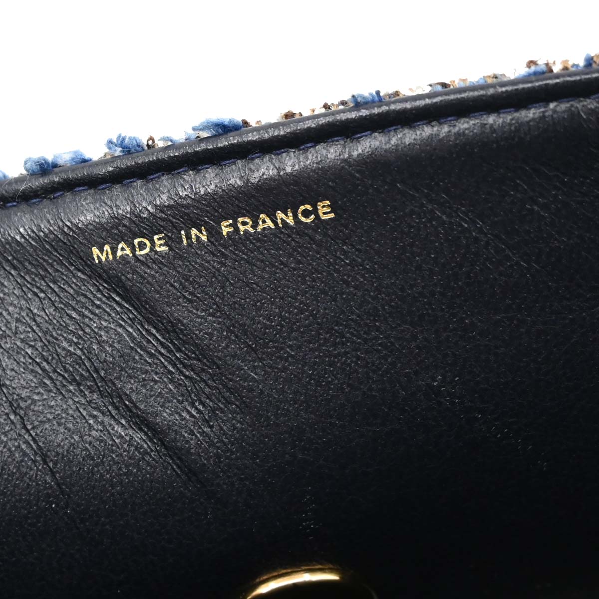 Chanel Blue Tweed East West Shoulder Bag