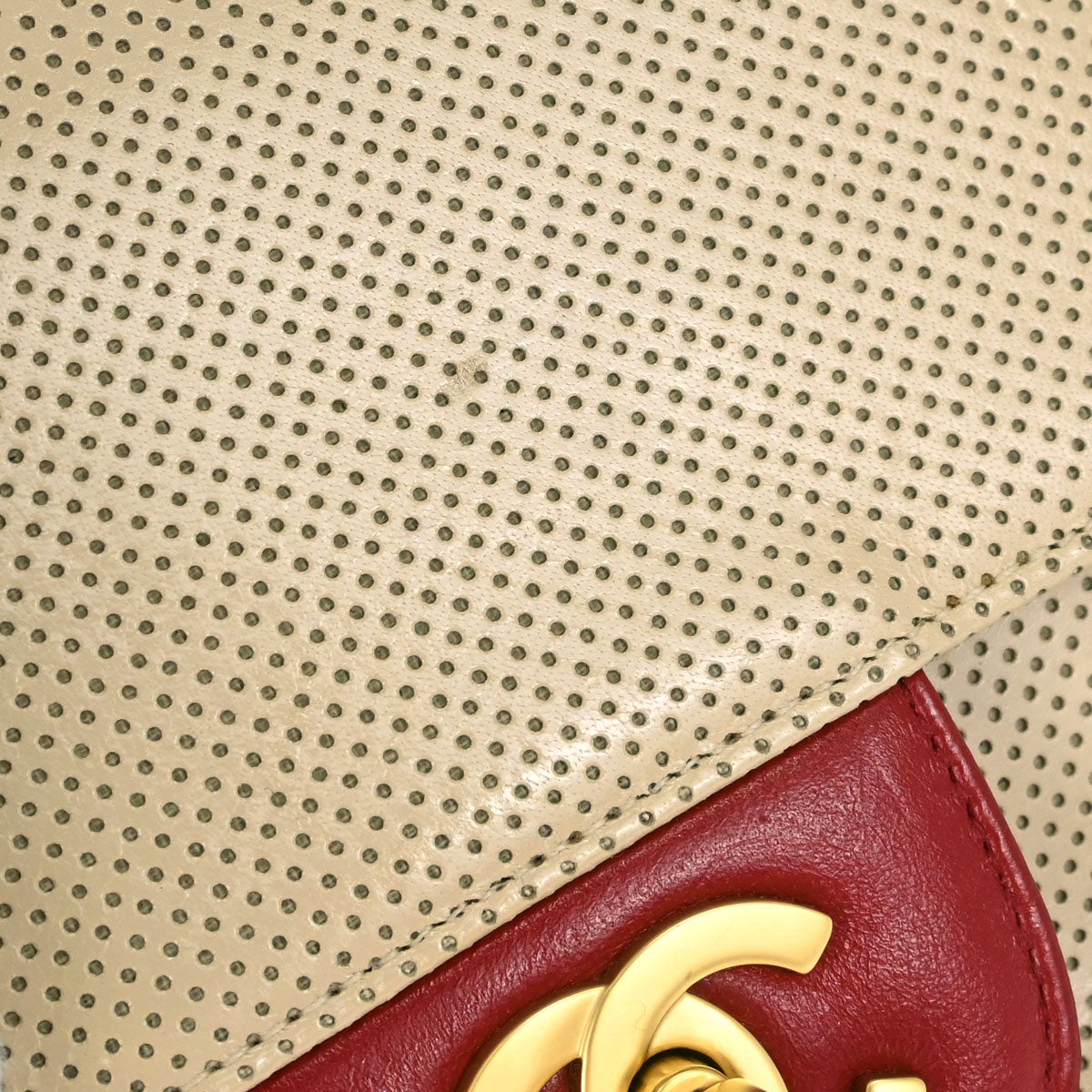 Chanel Beige Red Patent Leather Medium Single Flap Shoulder Bag