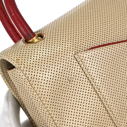 Chanel Beige Red Patent Leather Medium Single Flap Shoulder Bag