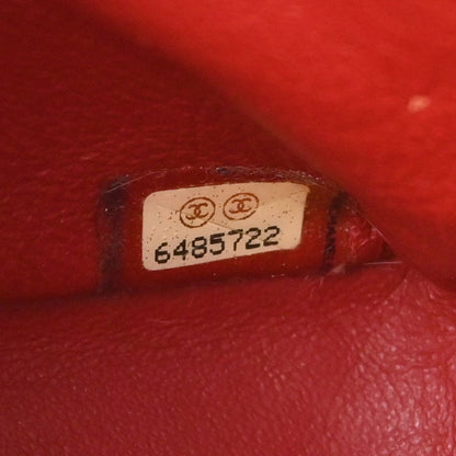 Chanel Beige Red Patent Leather Medium Single Flap Shoulder Bag