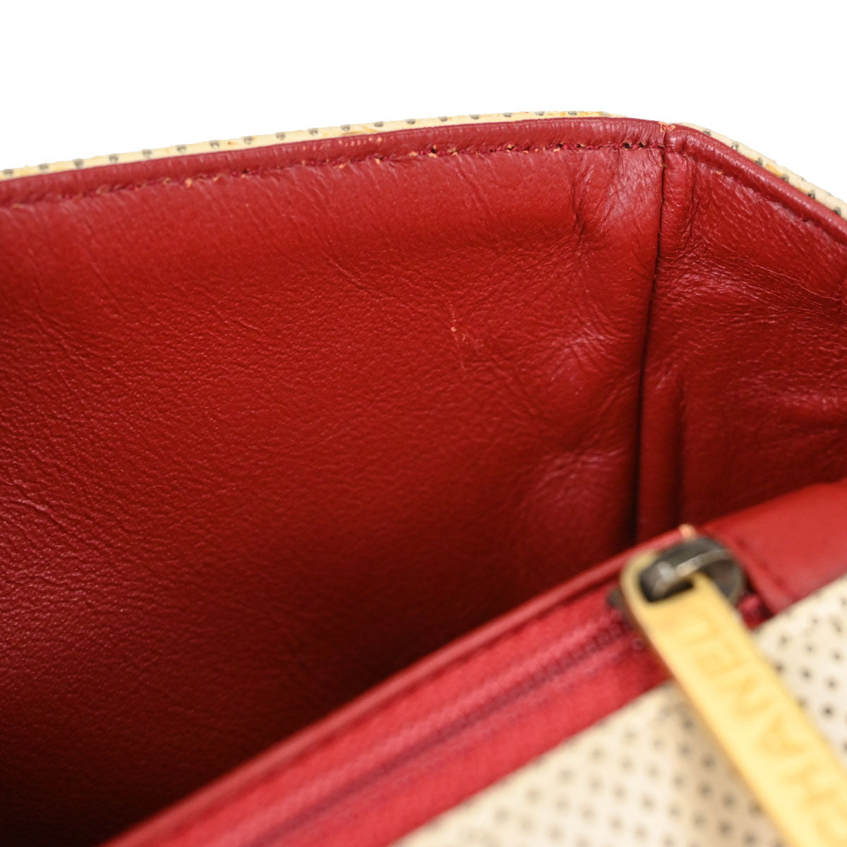 Chanel Beige Red Patent Leather Medium Single Flap Shoulder Bag