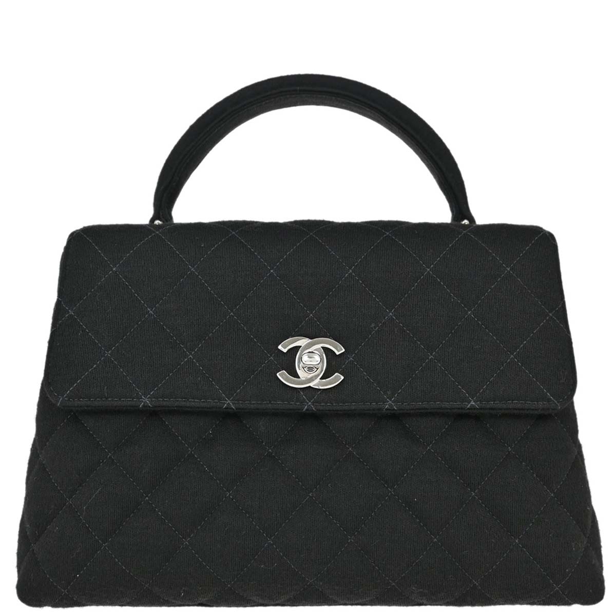 Chanel Black Cotton Kelly Top Handle Handbag