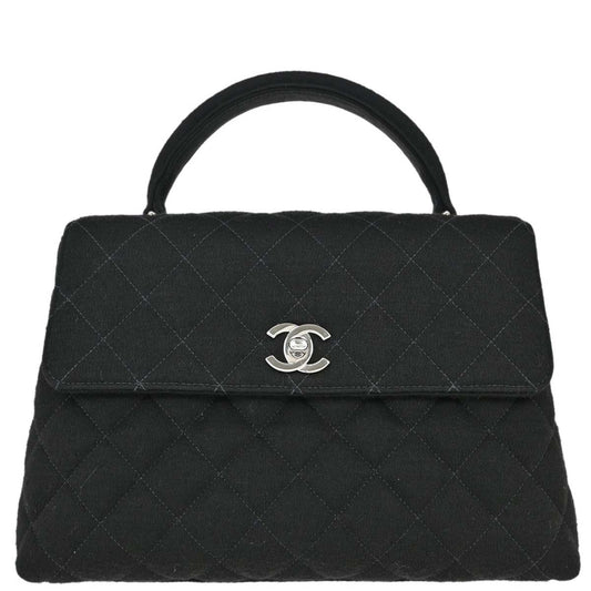 Chanel Black Cotton Kelly Top Handle Handbag
