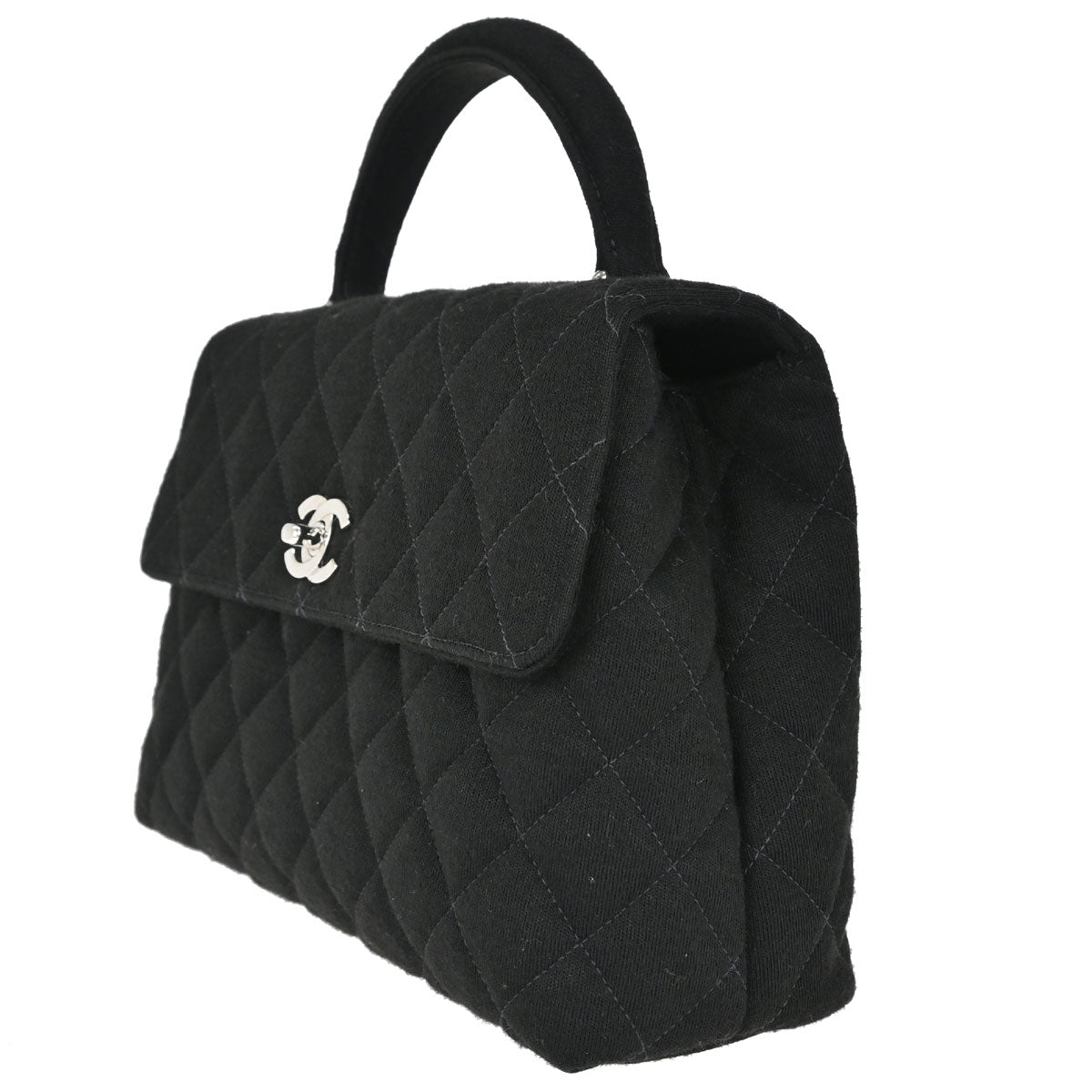 Chanel Black Cotton Kelly Top Handle Handbag