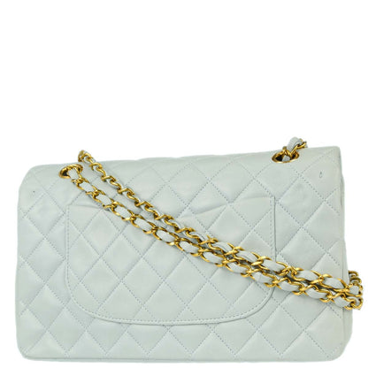 Chanel 1994-1996 Light Blue Lambskin Medium Classic Double Flap Shoulder Bag