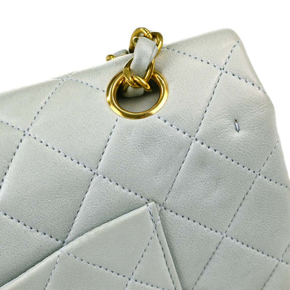 Chanel 1994-1996 Light Blue Lambskin Medium Classic Double Flap Shoulder Bag