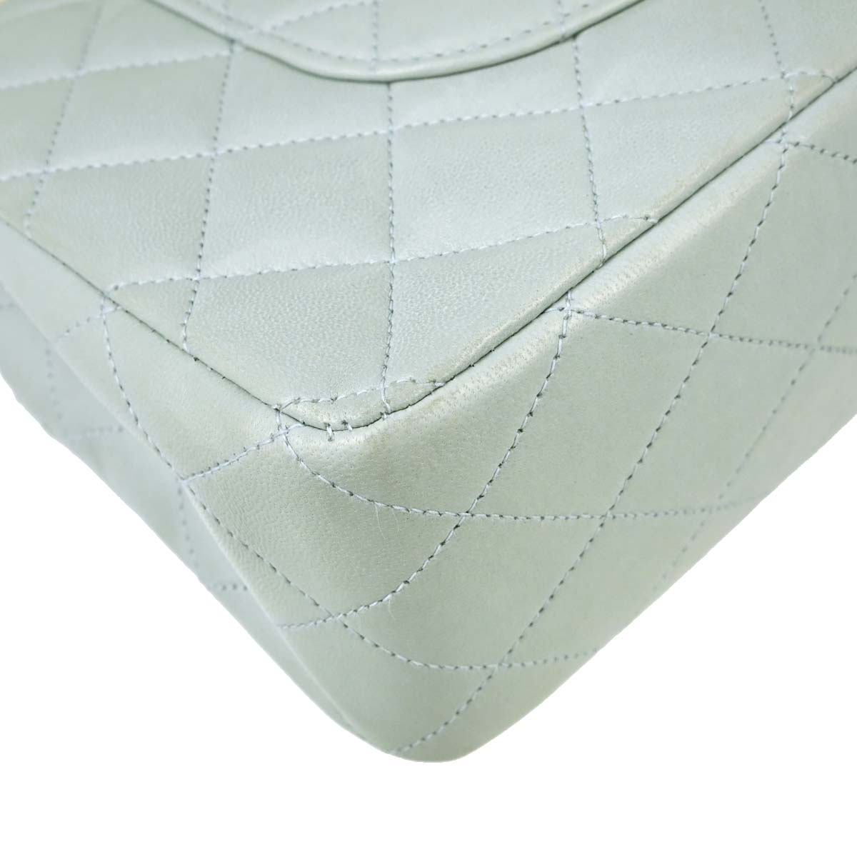 Chanel 1994-1996 Light Blue Lambskin Medium Classic Double Flap Shoulder Bag