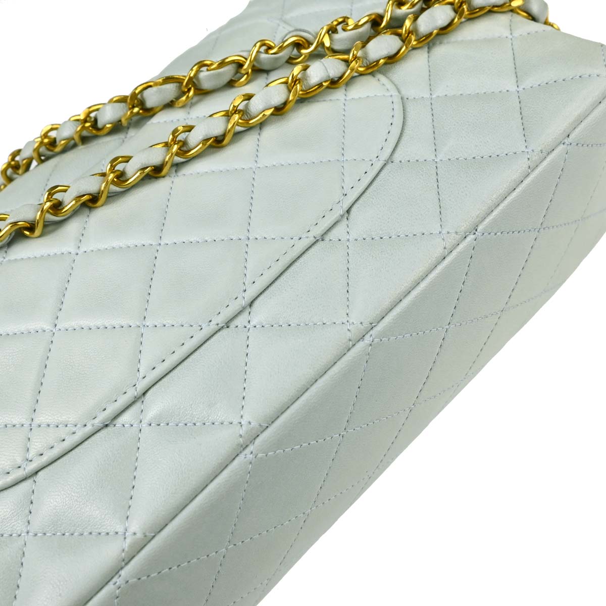 Chanel 1994-1996 Light Blue Lambskin Medium Classic Double Flap Shoulder Bag